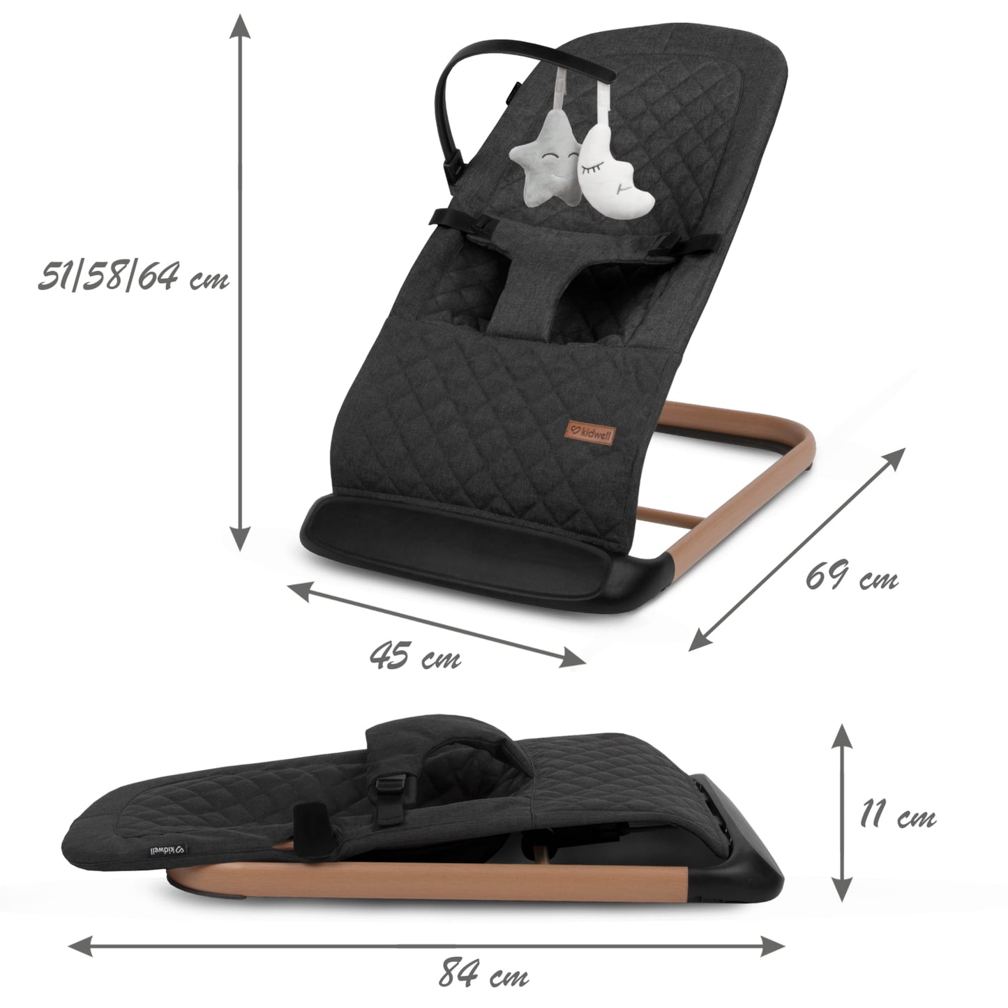 KIDWELL - Laro | Crna / Drveni okvir