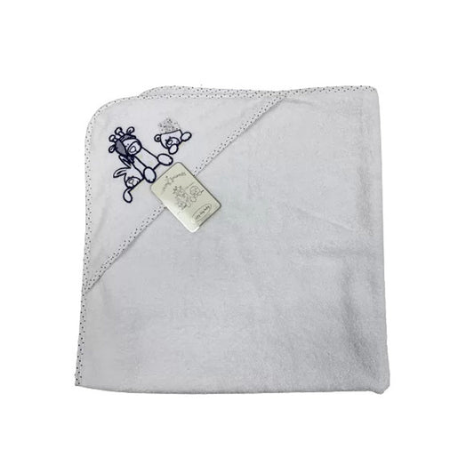 TRI DRUGARA - Peškir sa kapuljačom 100x100cm | Belo teget