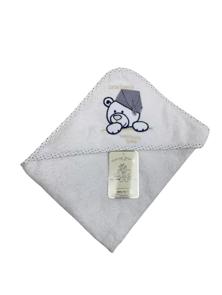 TRI DRUGARA - Meda | Peškir sa kapuljačom 75x75cm - Belo teget