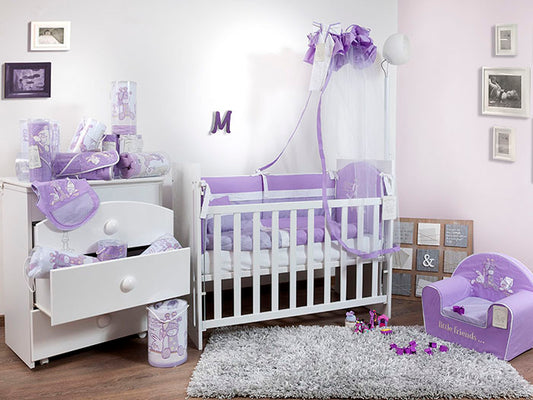 TRI DRUGARA - Posteljina za krevetac | Lila