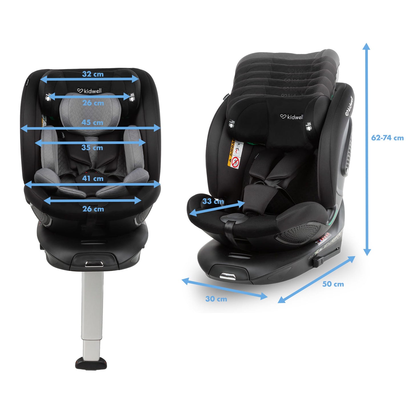Kidwell GoCar i-Size auto sedište Crno/Sivo